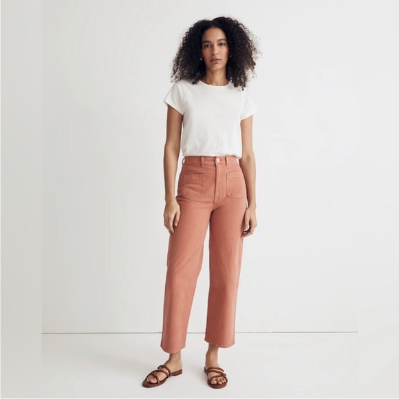 Madewell Emmett 2.0 Wide-Leg Crop Pants NK161 Pink Dried Rose Sz 33P - Picture 5 of 15